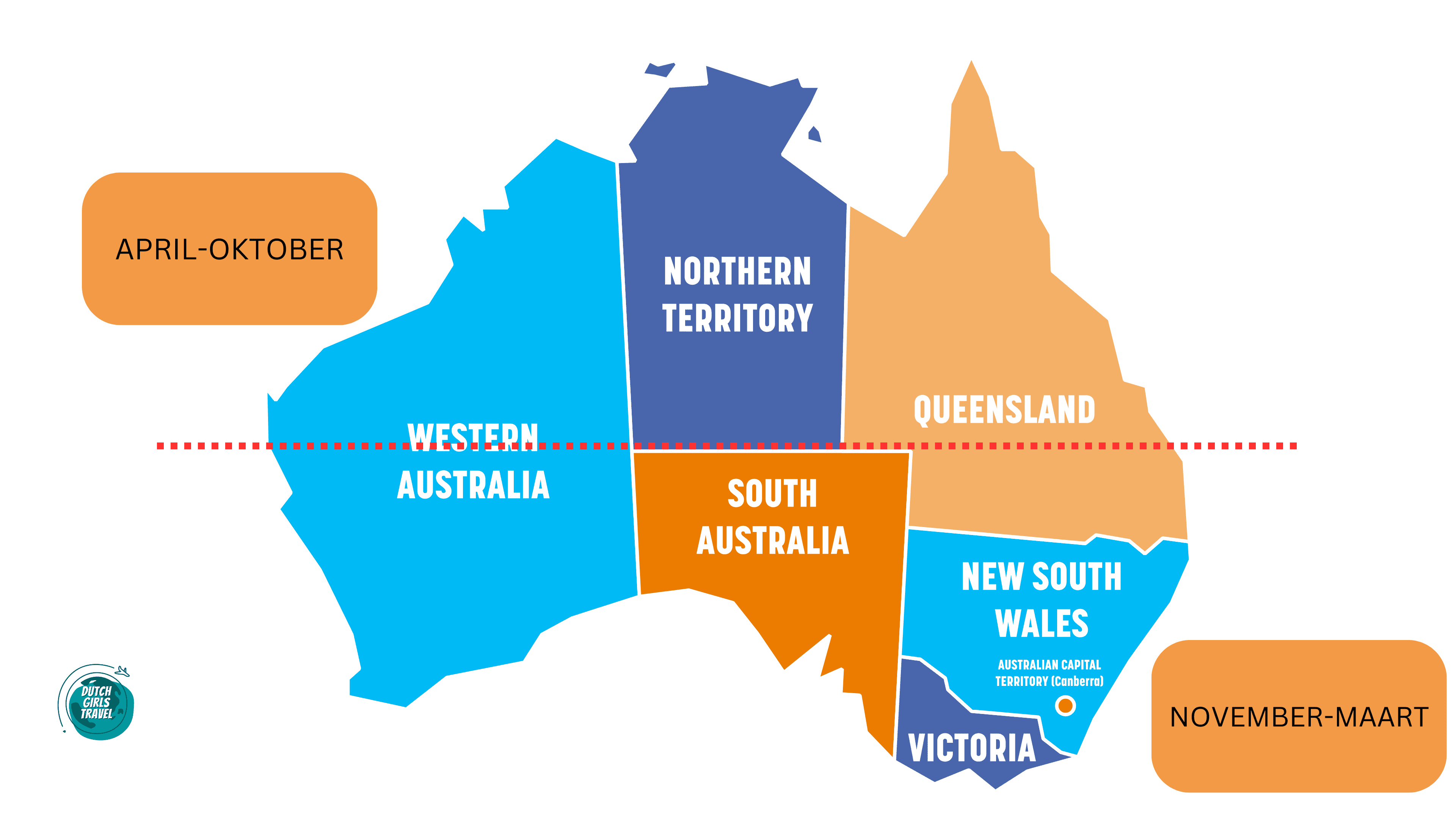 Beste reistijd Australië map